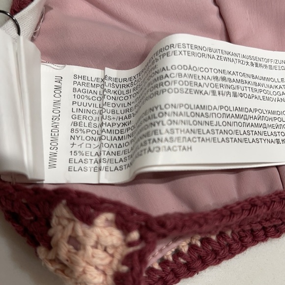 NWT Some Days Lovin Miles Crochet Bikini Top SZ S Pink Red Stripe - Picture 8 of 8